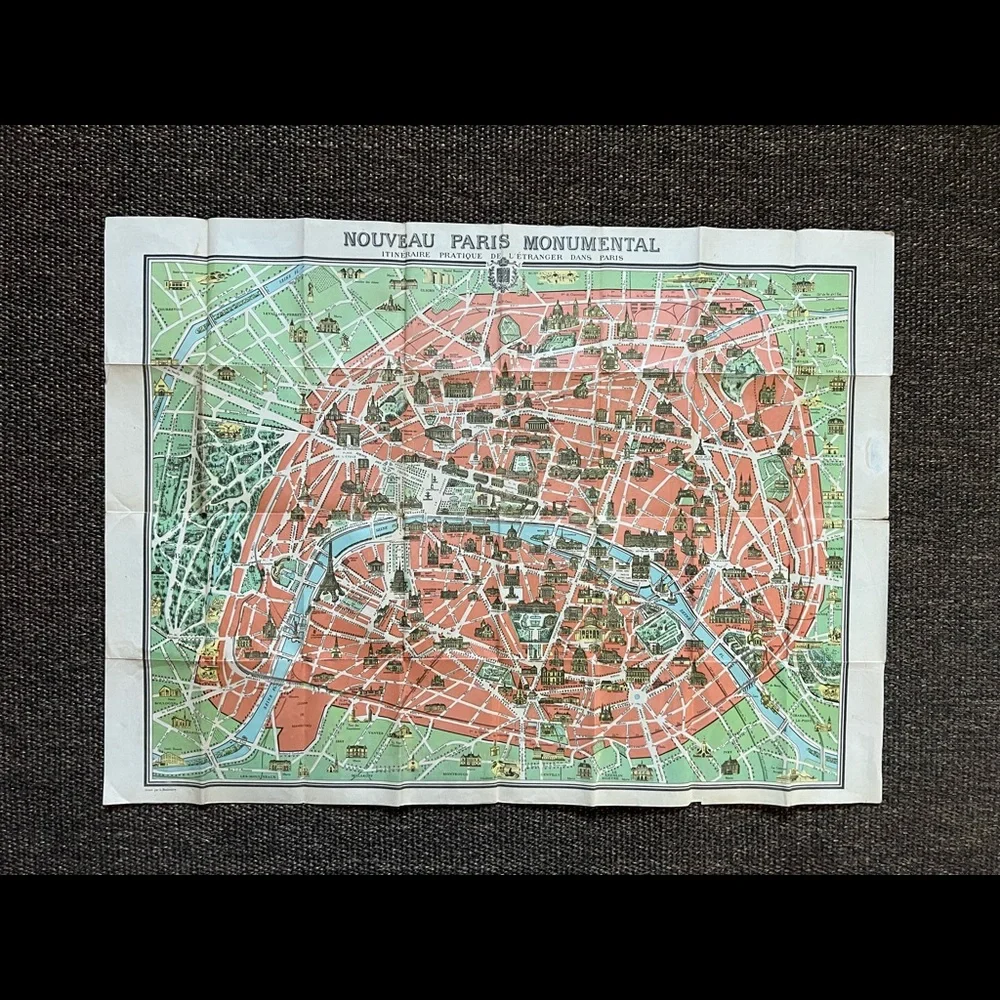 Beautiful map of Paris NewBo Paris monumental vintage - Picture 1 of 15